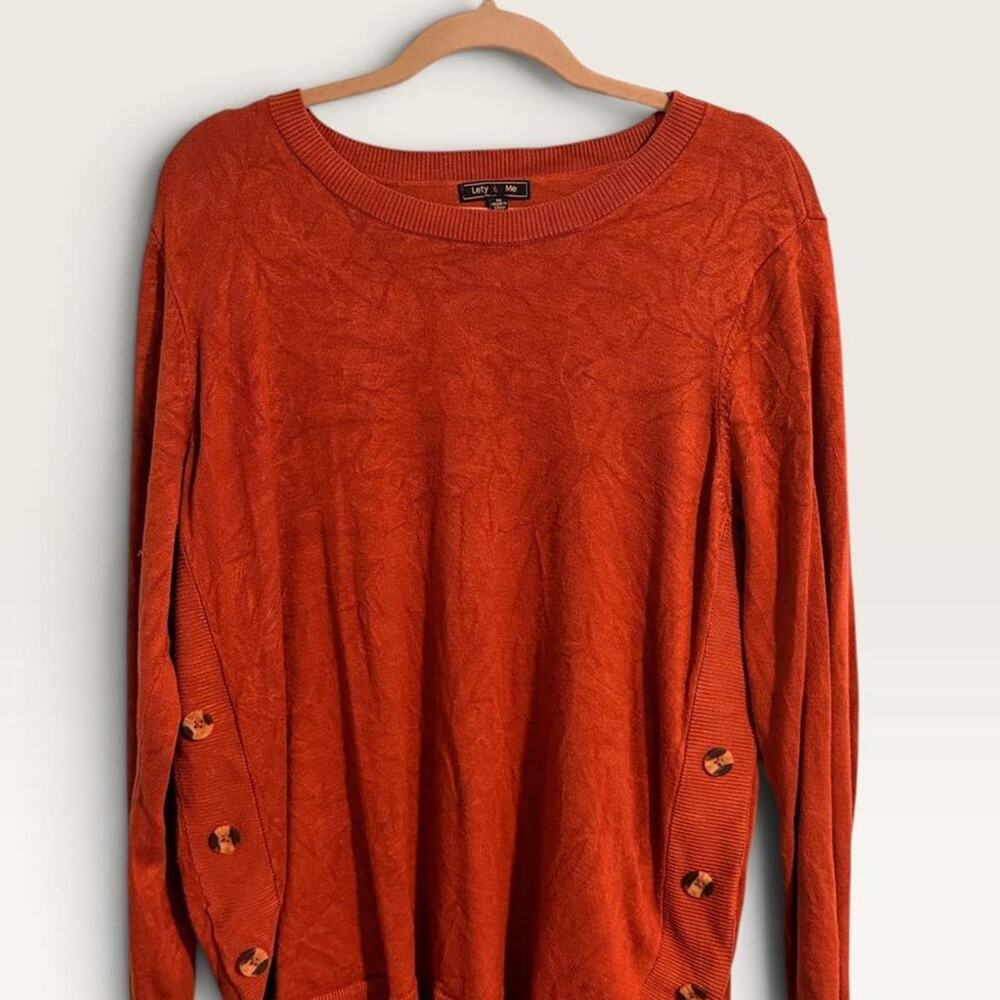 Lety & Me Stitch Fix Plus Burnt Orange Sweater Buttons 1X